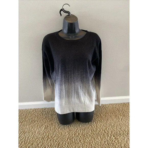 Vince Painted Ombre Knit Sweater, White/Black Soft Small Womens XXS Cashmere - Picture 1 of 5